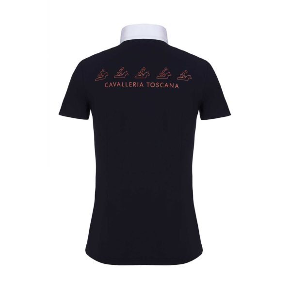 Tävlingsskjorta Cavalleria Toscana CT Horse And Rider S/S Jersey Competition Polo | Navy