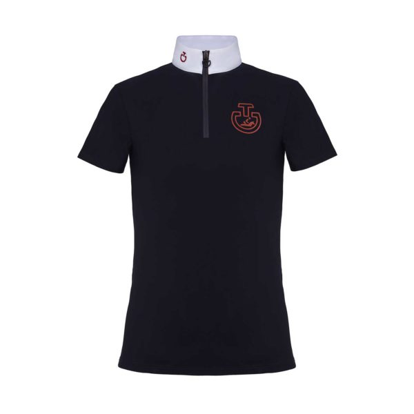 Tävlingsskjorta Cavalleria Toscana CT Horse And Rider S/S Jersey Competition Polo | Navy